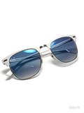 RAY-BAN CLUBMASTER GLAM — Marco Blanco y Plata | Cristales Azules Degradados | Made in Italy